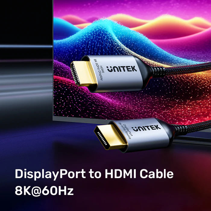 Unitek DisplayPort 1.4 to HDMI 8K Cable 1.8M - V1610A01 Unitek DisplayPort 1.4 to HDMI 8K Cable 1.8M - V1610A01